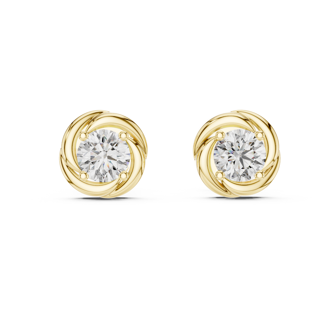 Classic Round Diamond Studs with Twisted Rope-Inspired Setting
