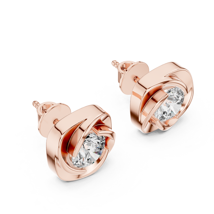Chic Swirl Frame Diamond Earrings in Polished Rose Gold