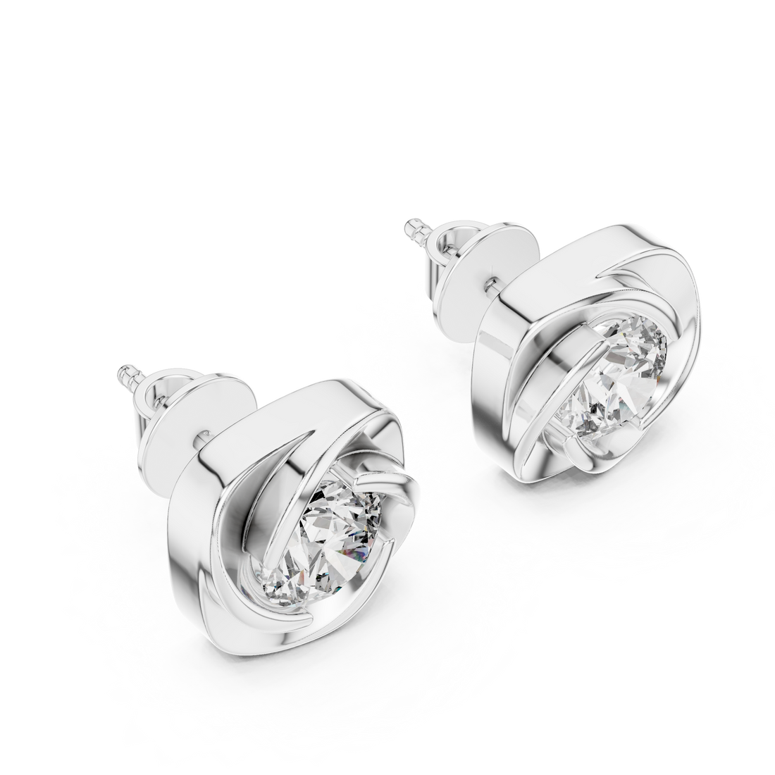 Chic Swirl Frame Diamond Earrings in Polished Rose Gold