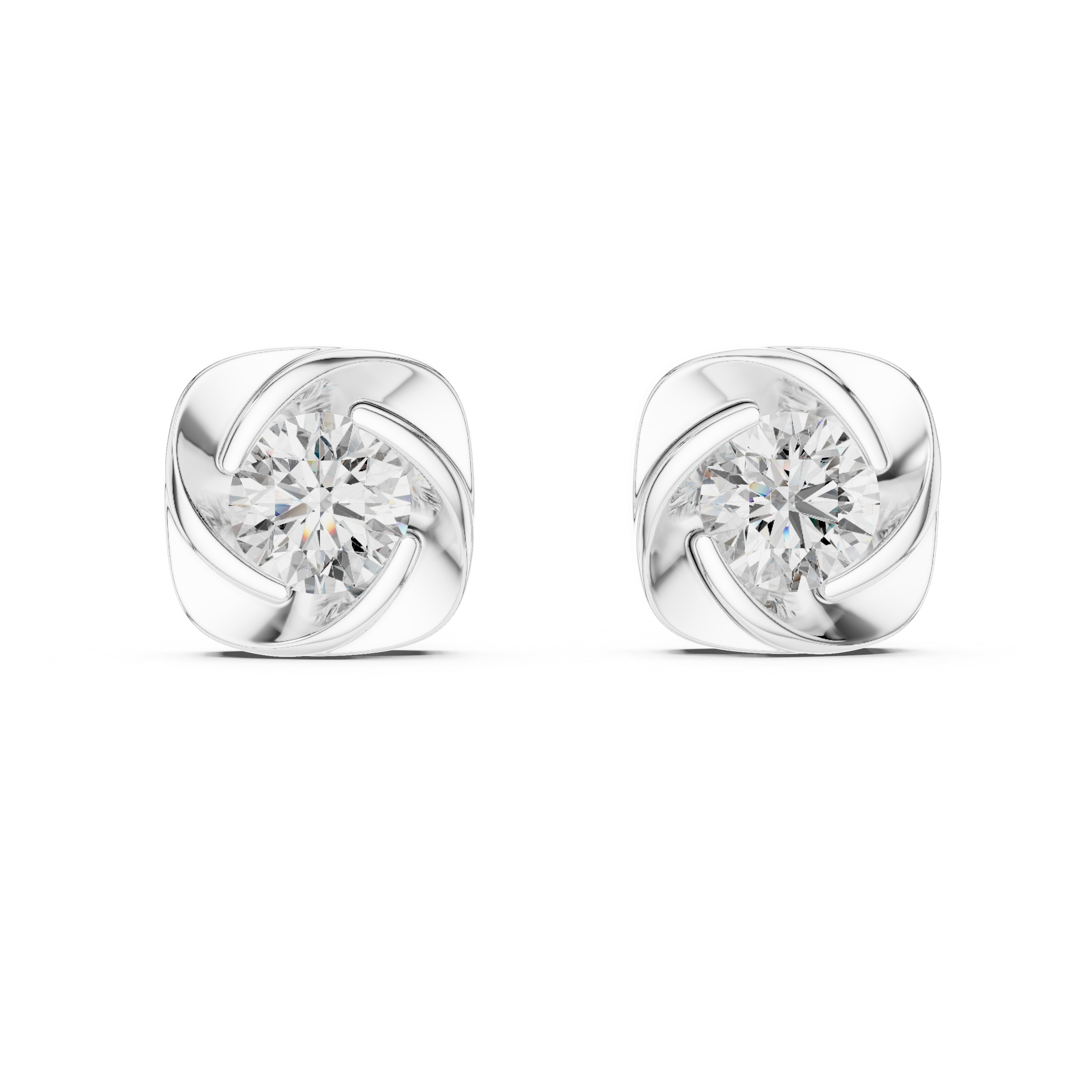 Chic Swirl Frame Diamond Earrings in Polished Rose Gold
