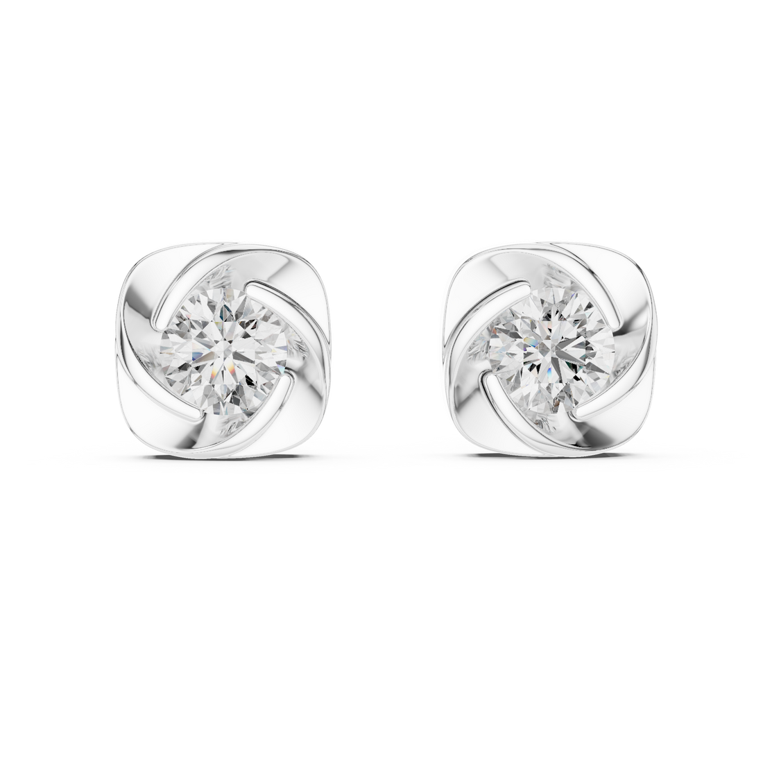 Chic Swirl Frame Diamond Earrings in Polished Rose Gold