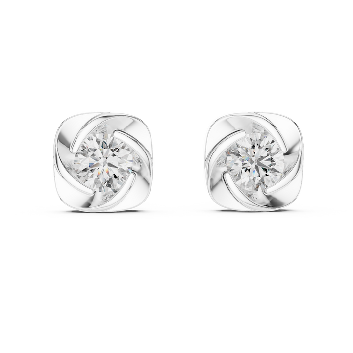 Chic Swirl Frame Diamond Earrings in Polished Rose Gold
