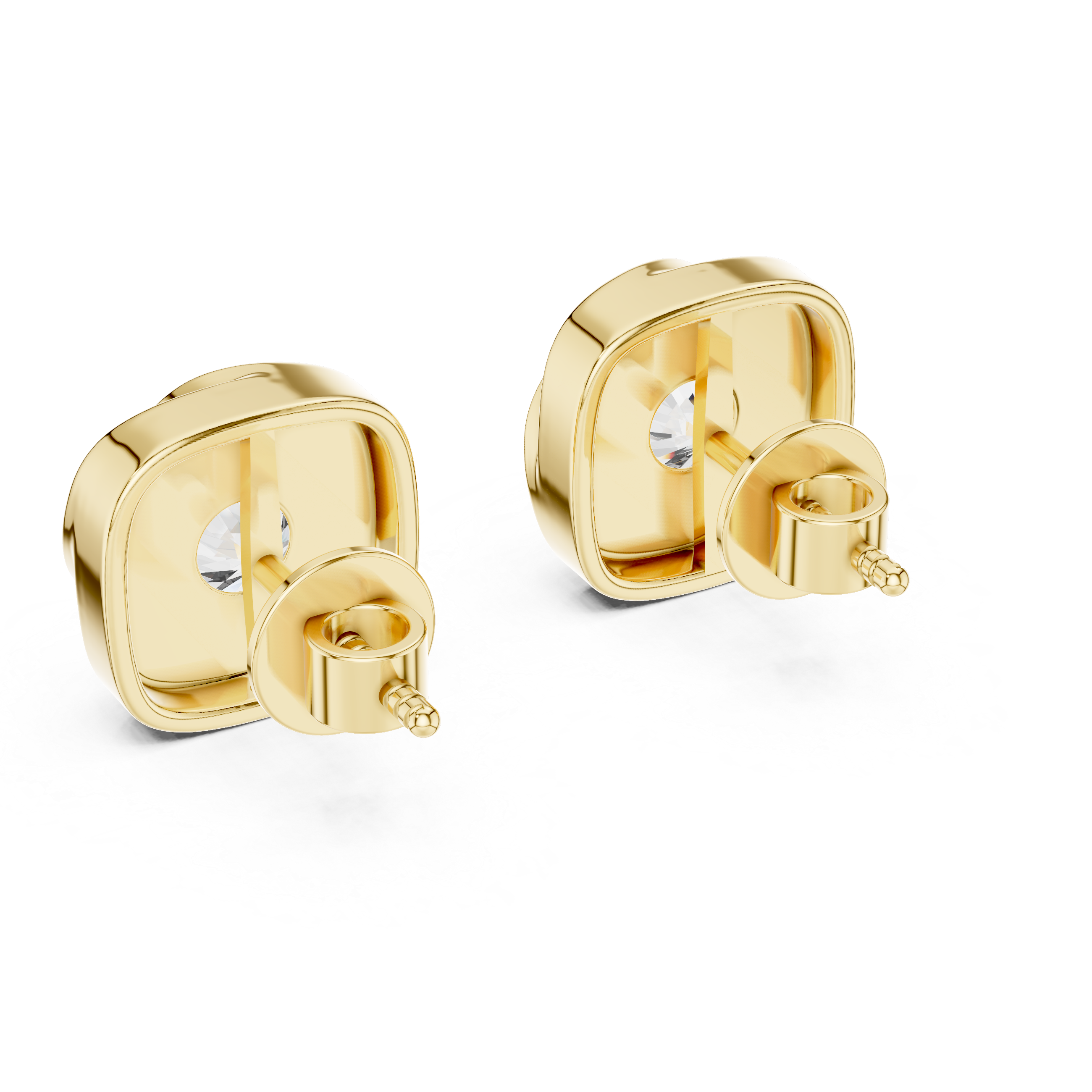 Chic Swirl Frame Diamond Earrings in Polished Rose Gold