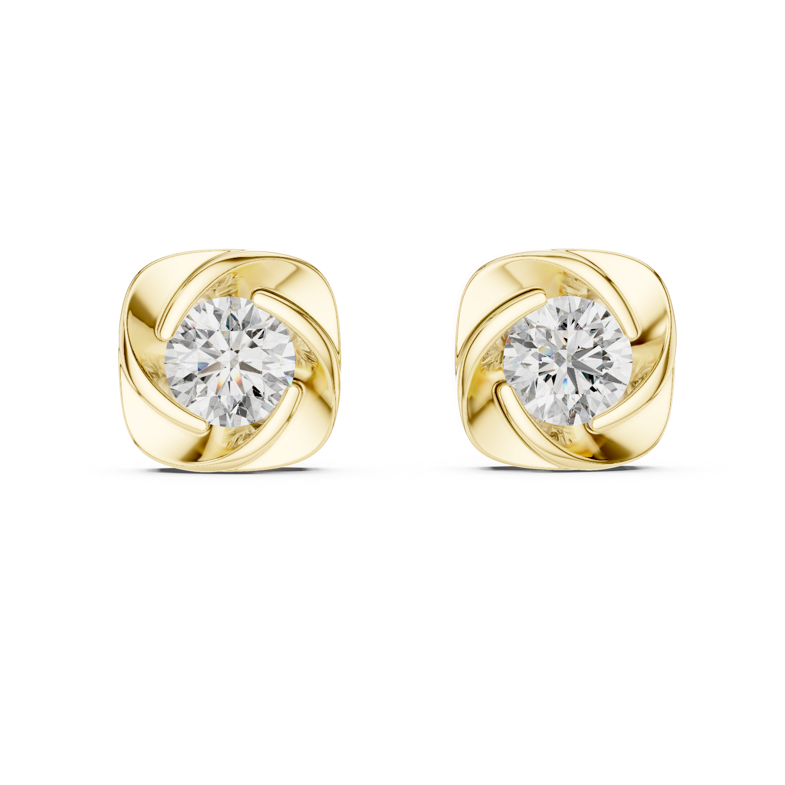 Chic Swirl Frame Diamond Earrings in Polished Rose Gold