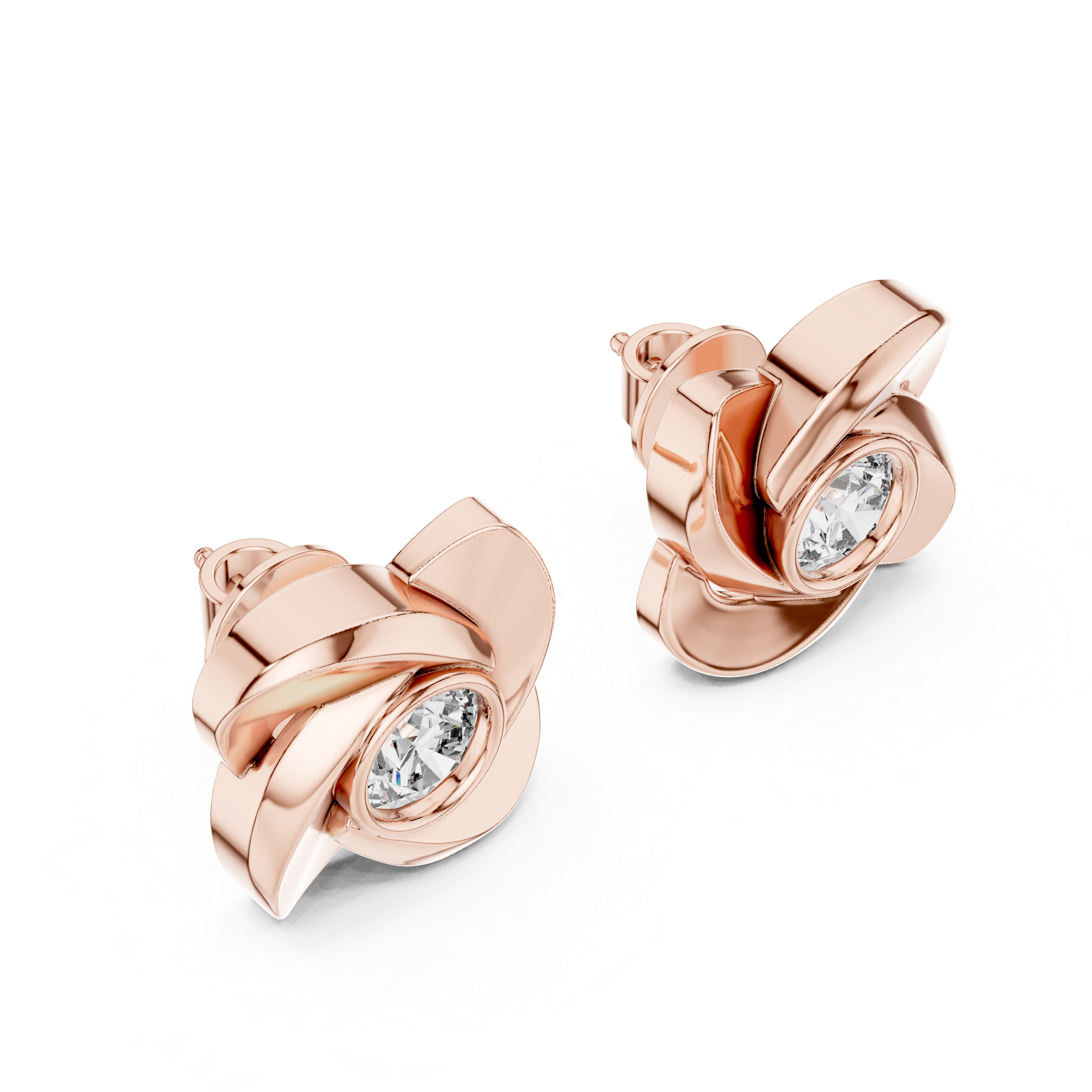 Stylish Spiral Floral Round Diamond Earrings – Everyday Luxury Look