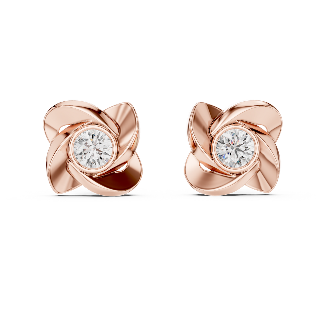 Stylish Spiral Floral Round Diamond Earrings – Everyday Luxury Look