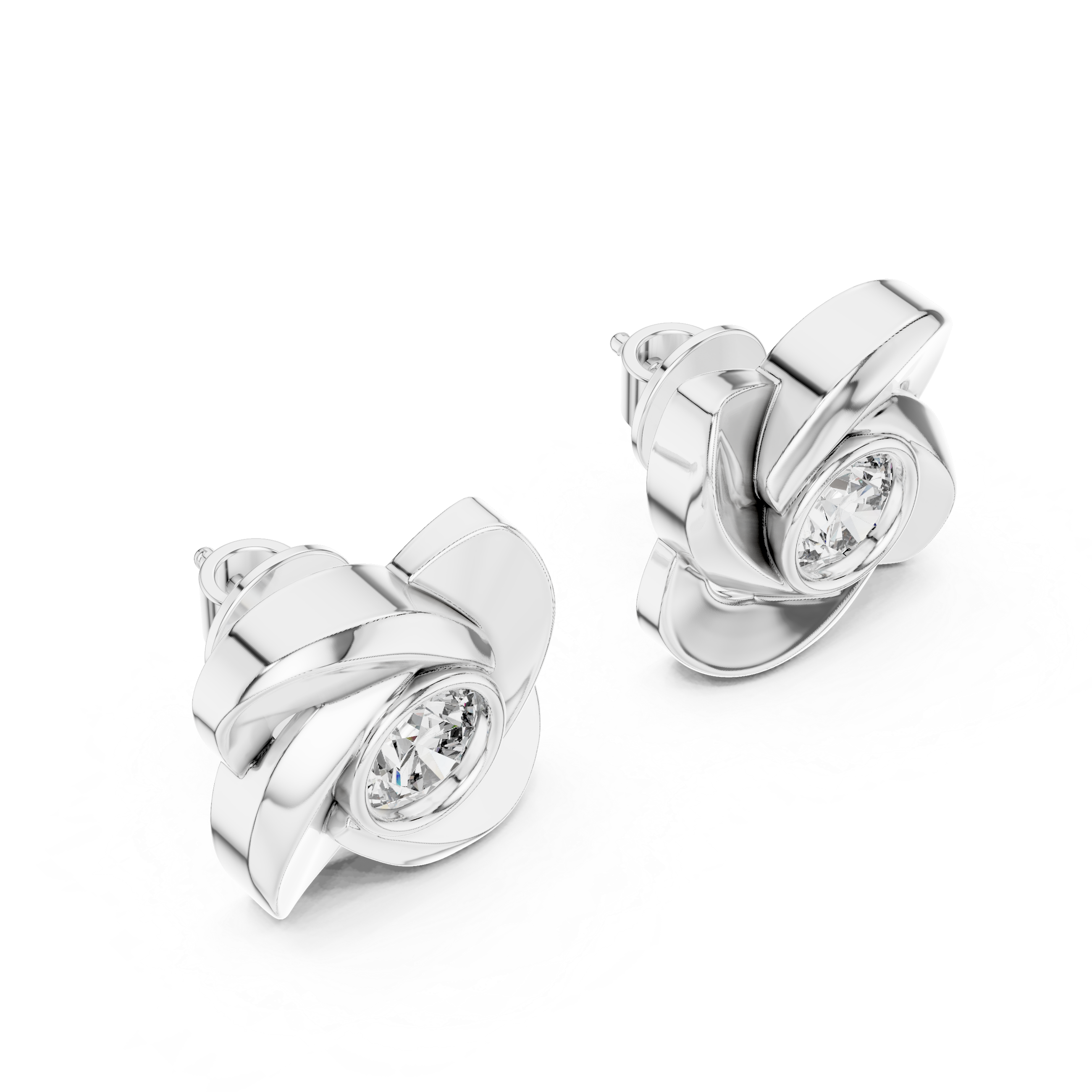 Stylish Spiral Floral Round Diamond Earrings – Everyday Luxury Look