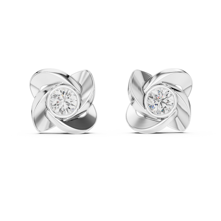 Stylish Spiral Floral Round Diamond Earrings – Everyday Luxury Look