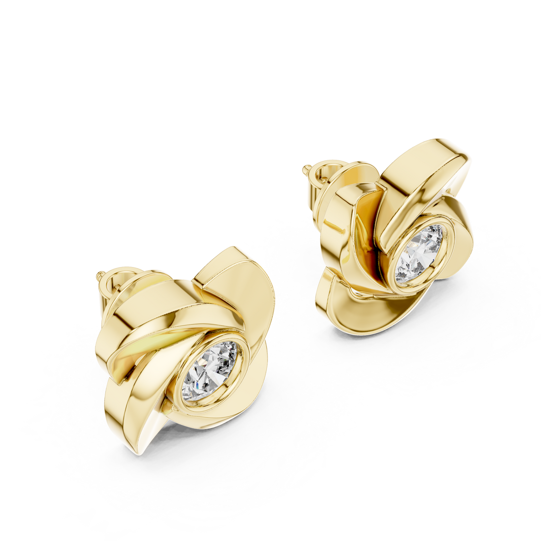 Stylish Spiral Floral Round Diamond Earrings – Everyday Luxury Look