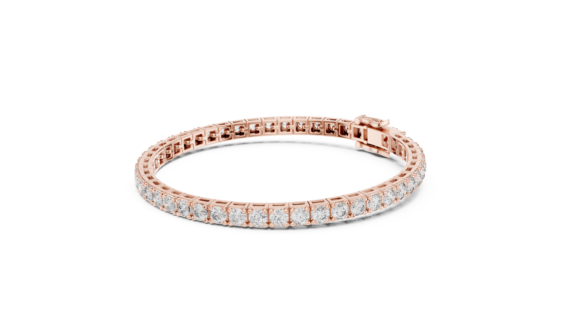 Round Diamond Tennis Bracelet in Rose Gold | Classic Full Eternity Bracelet for Women | Fine Jewelry