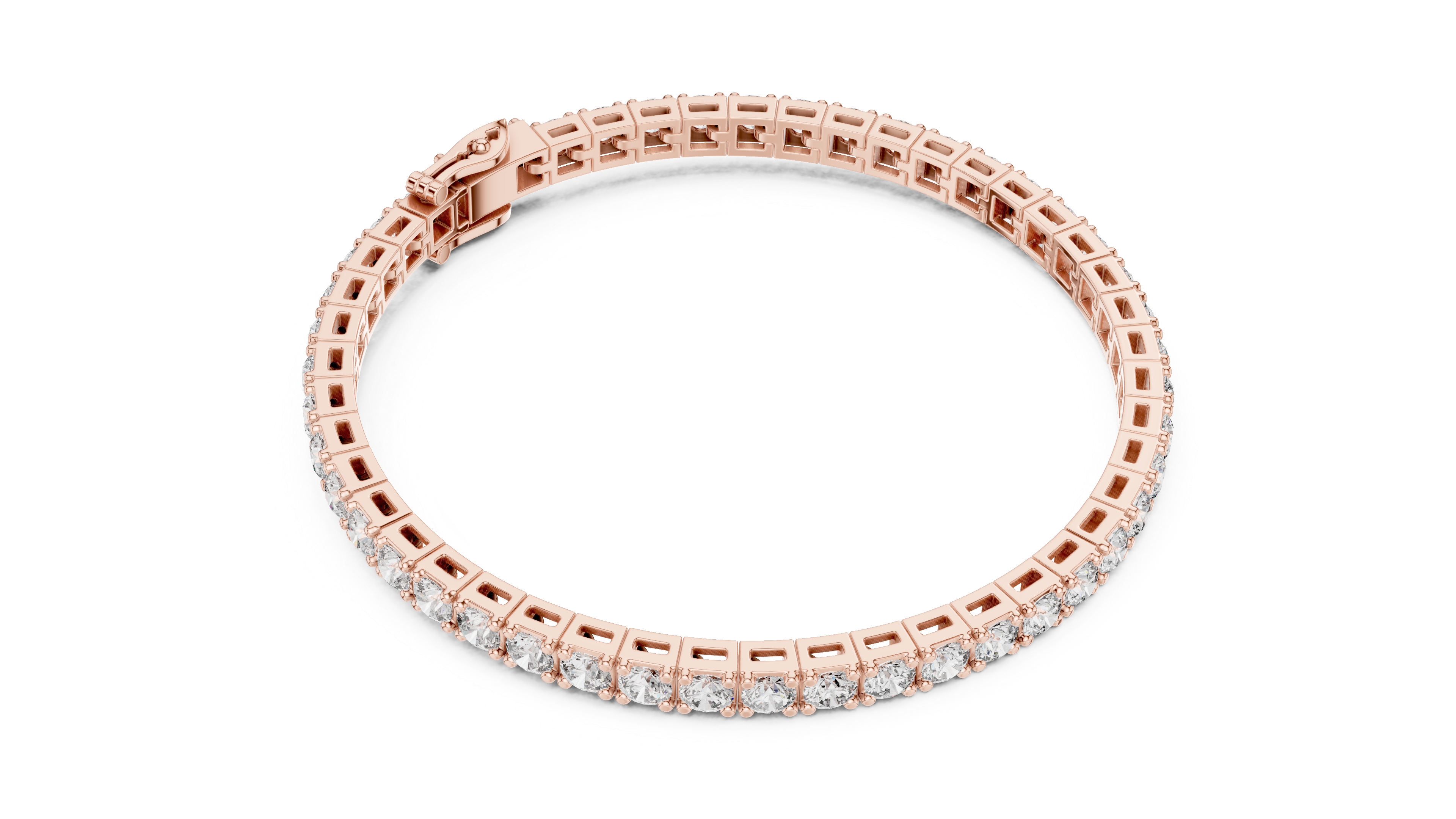 Round Diamond Tennis Bracelet in Rose Gold | Classic Full Eternity Bracelet for Women | Fine Jewelry