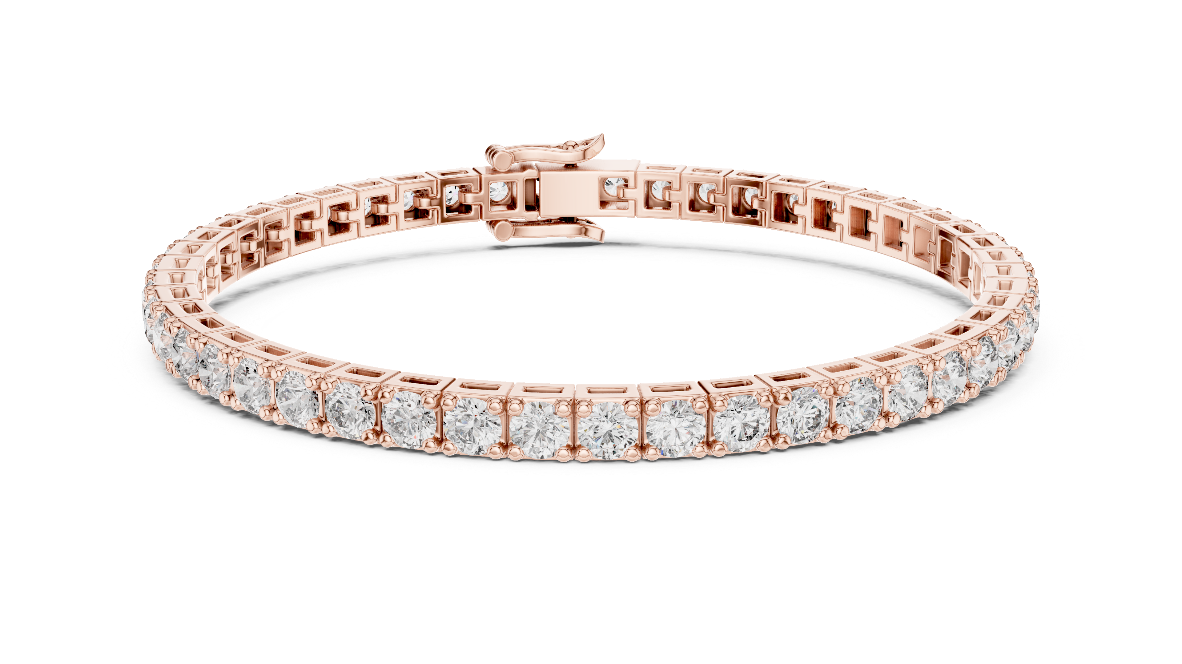 Round Diamond Tennis Bracelet in Rose Gold | Classic Full Eternity Bracelet for Women | Fine Jewelry