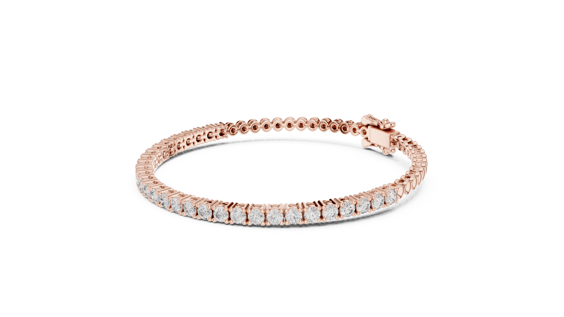 Premium Rose Gold Diamond Tennis Bracelet | Round Cut Full Eternity Bracelet | Luxury Jewelry