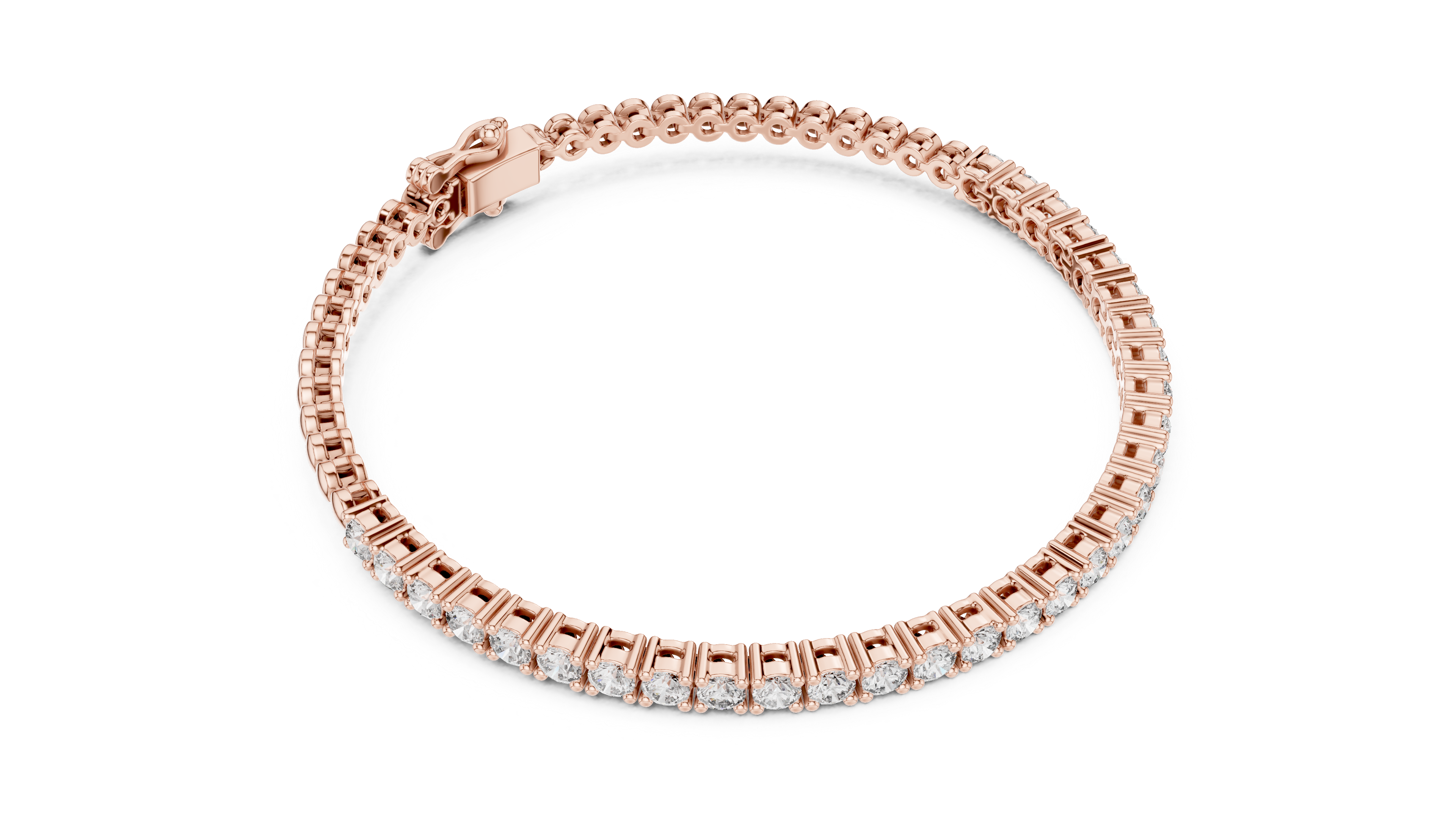 Premium Rose Gold Diamond Tennis Bracelet | Round Cut Full Eternity Bracelet | Luxury Jewelry