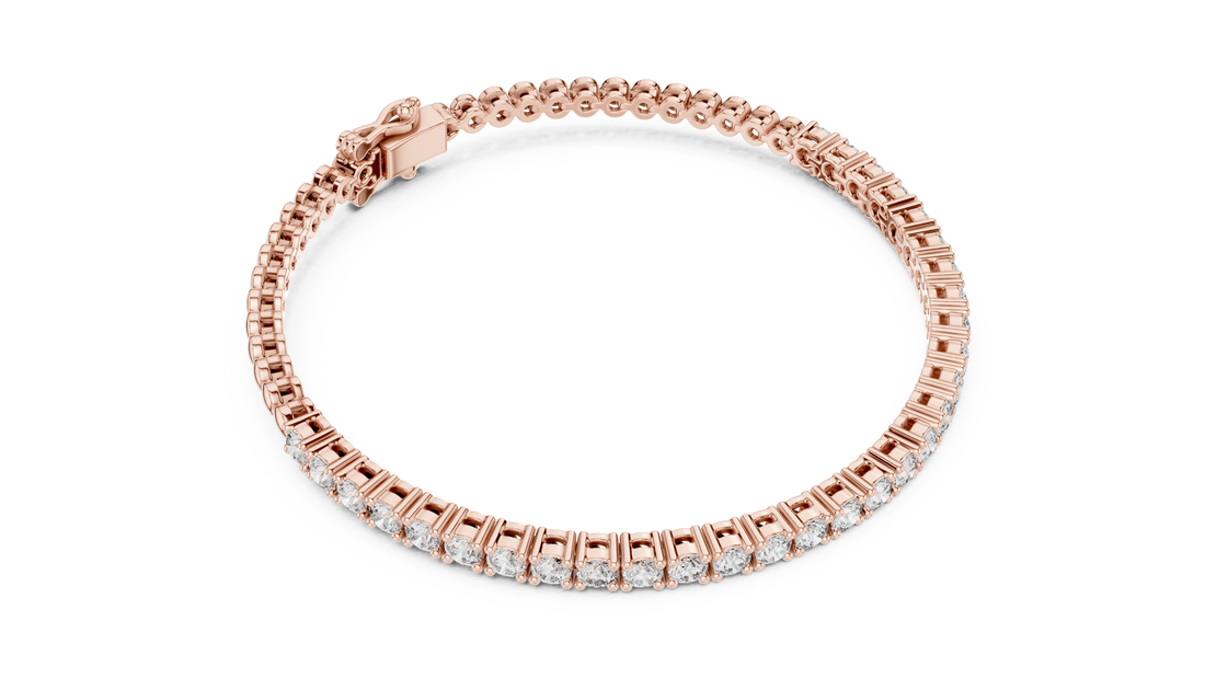 Premium Rose Gold Diamond Tennis Bracelet | Round Cut Full Eternity Bracelet | Luxury Jewelry