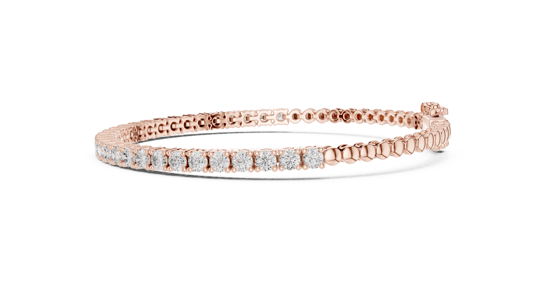 Premium Rose Gold Diamond Tennis Bracelet | Round Cut Full Eternity Bracelet | Luxury Jewelry