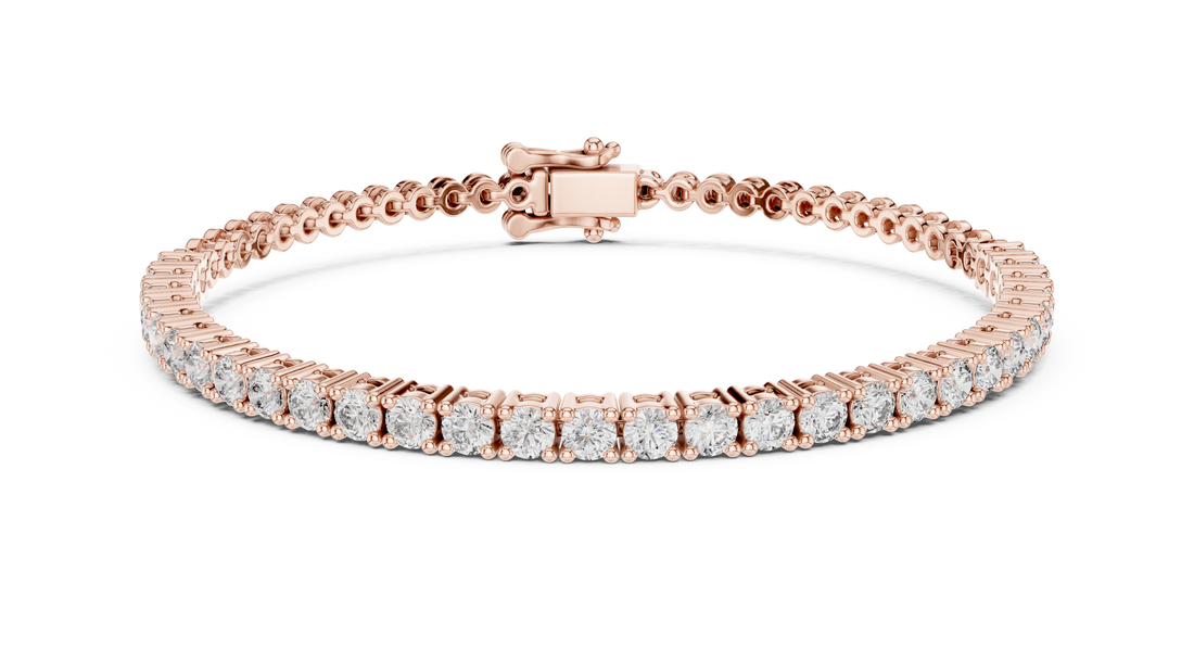 Premium Rose Gold Diamond Tennis Bracelet | Round Cut Full Eternity Bracelet | Luxury Jewelry