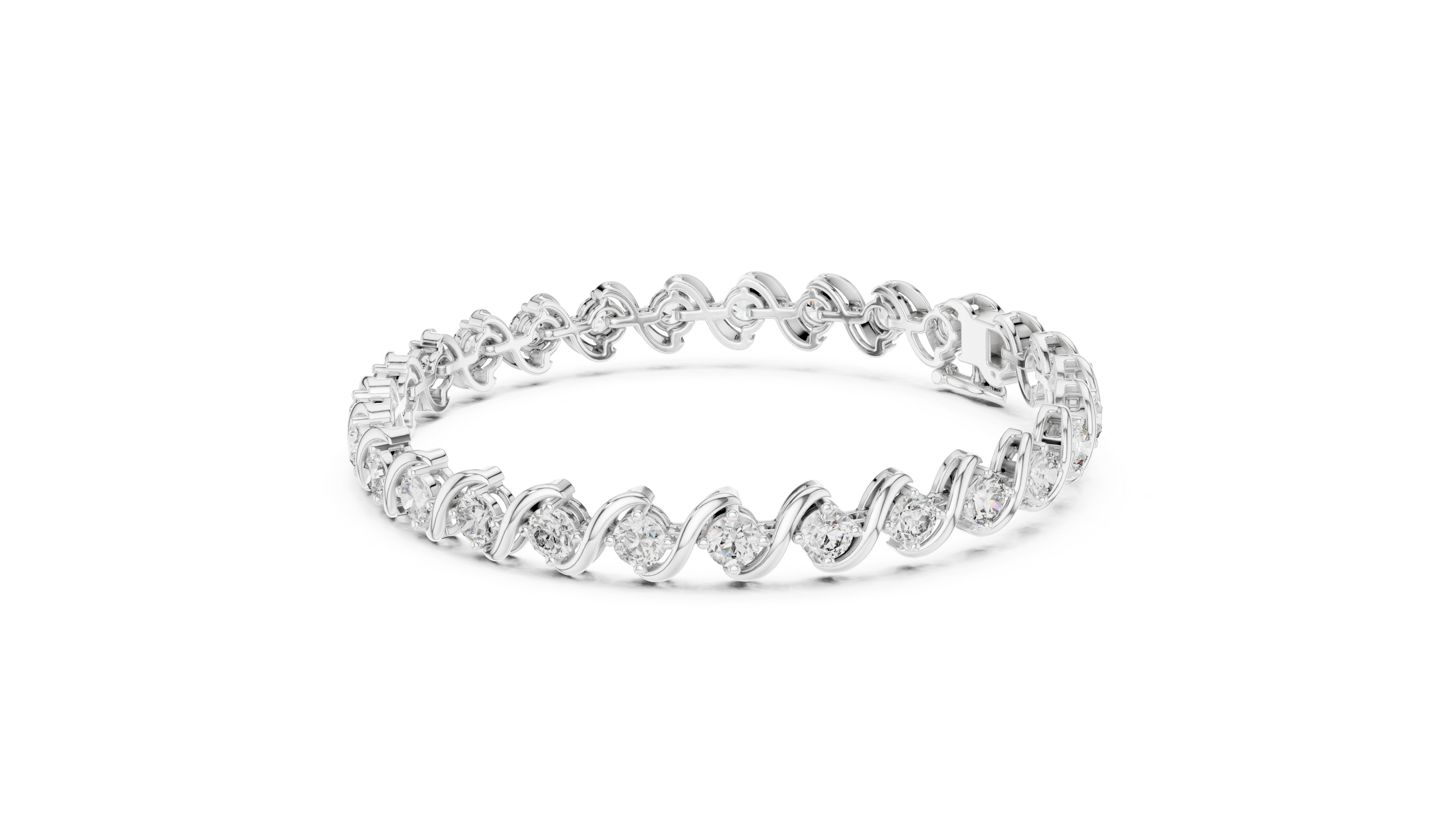 Wave Design Diamond Tennis Bracelet in Rose Gold | Round Cut Diamond Bracelet for Women | Elegant Fine Jewelry