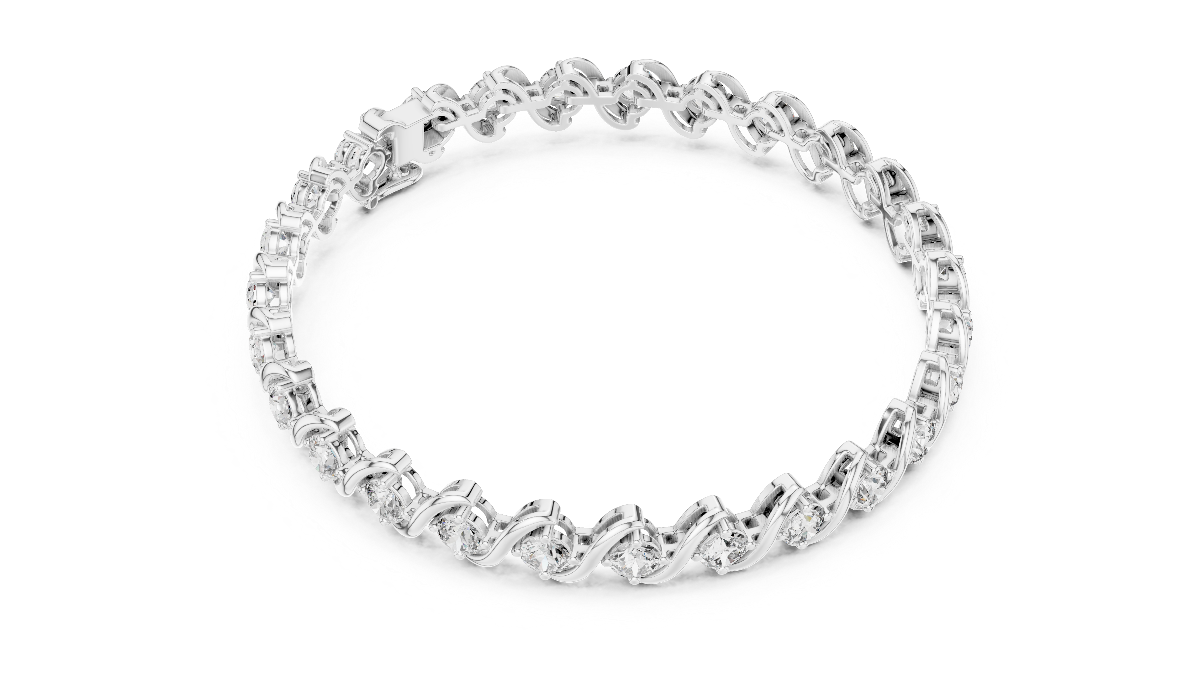 Wave Design Diamond Tennis Bracelet in Rose Gold | Round Cut Diamond Bracelet for Women | Elegant Fine Jewelry