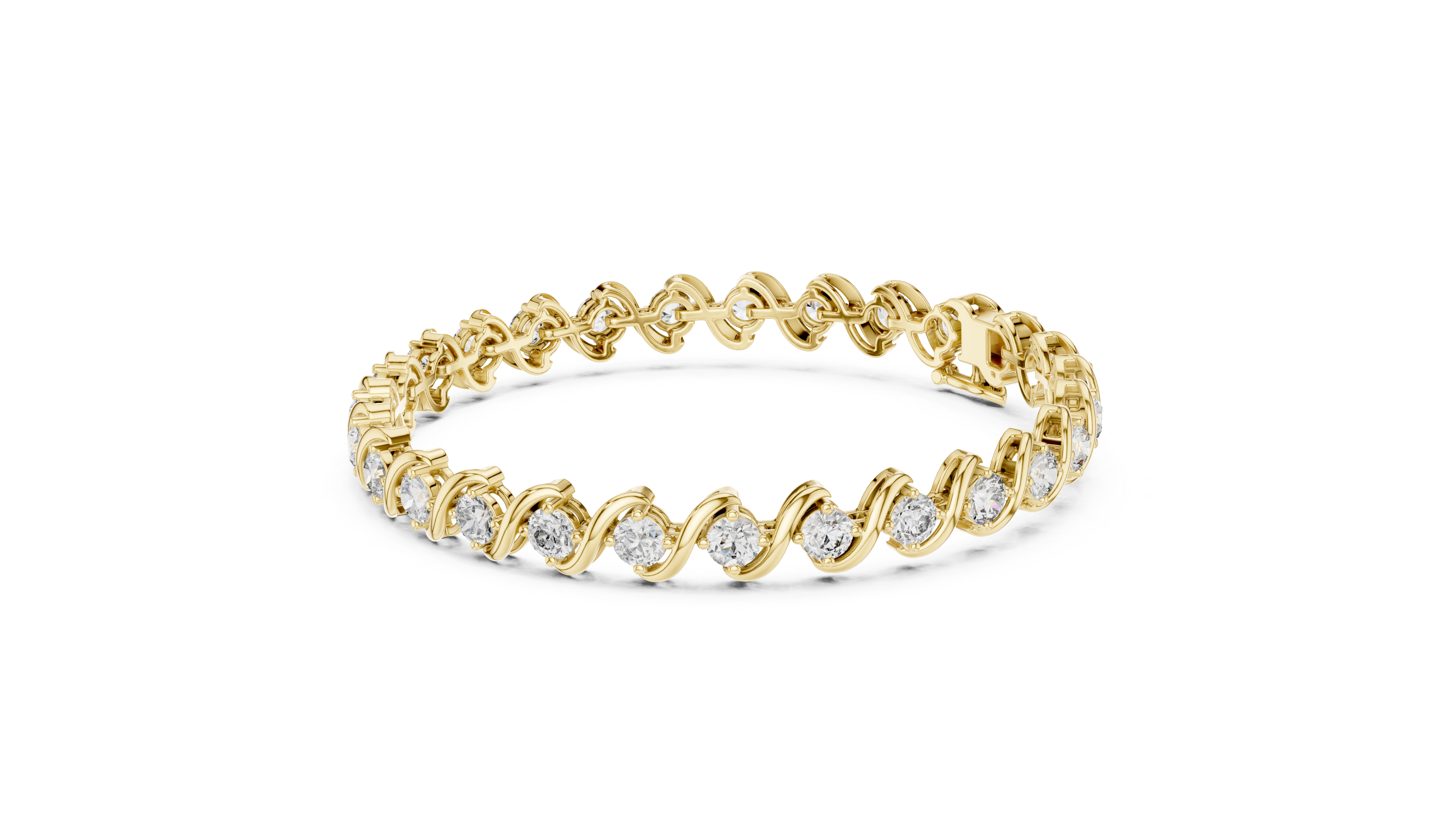 Wave Design Diamond Tennis Bracelet in Rose Gold | Round Cut Diamond Bracelet for Women | Elegant Fine Jewelry
