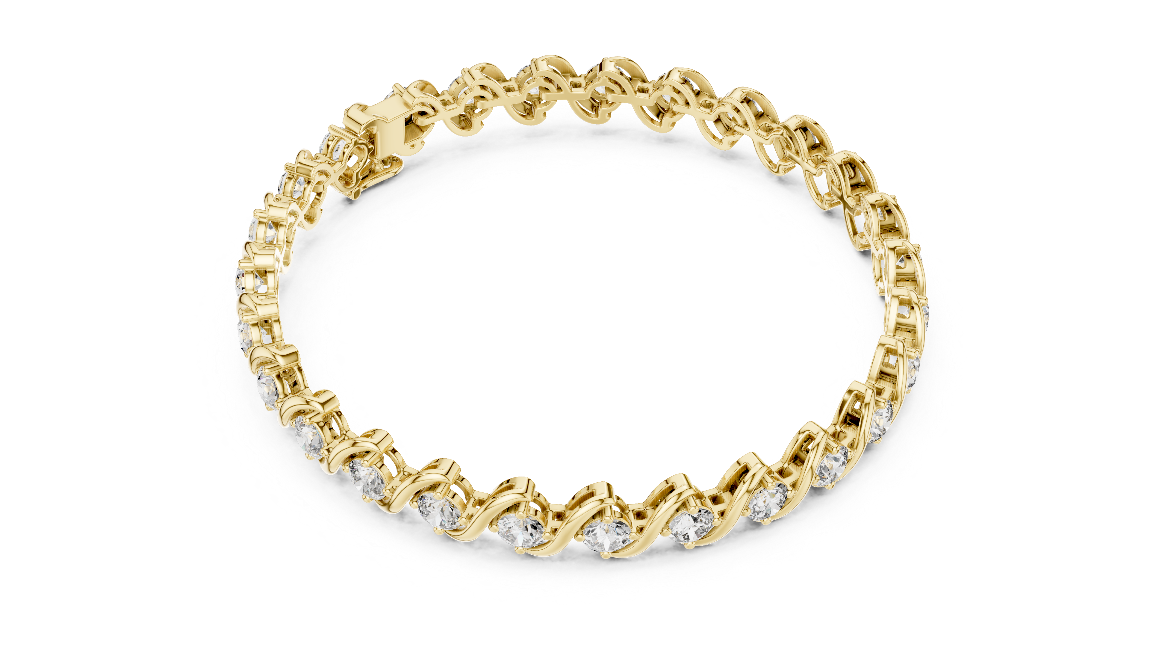 Wave Design Diamond Tennis Bracelet in Rose Gold | Round Cut Diamond Bracelet for Women | Elegant Fine Jewelry