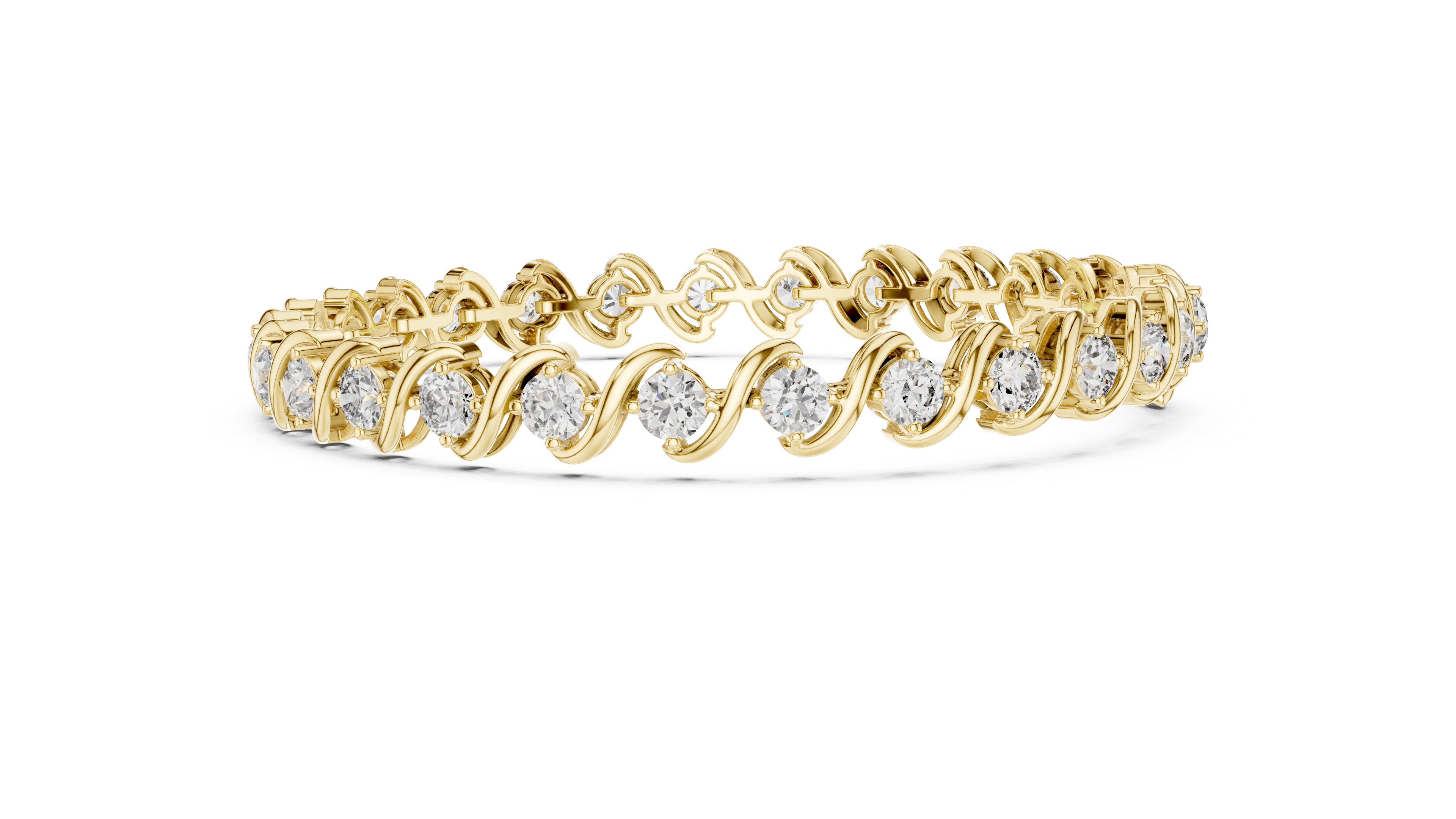 Wave Design Diamond Tennis Bracelet in Rose Gold | Round Cut Diamond Bracelet for Women | Elegant Fine Jewelry