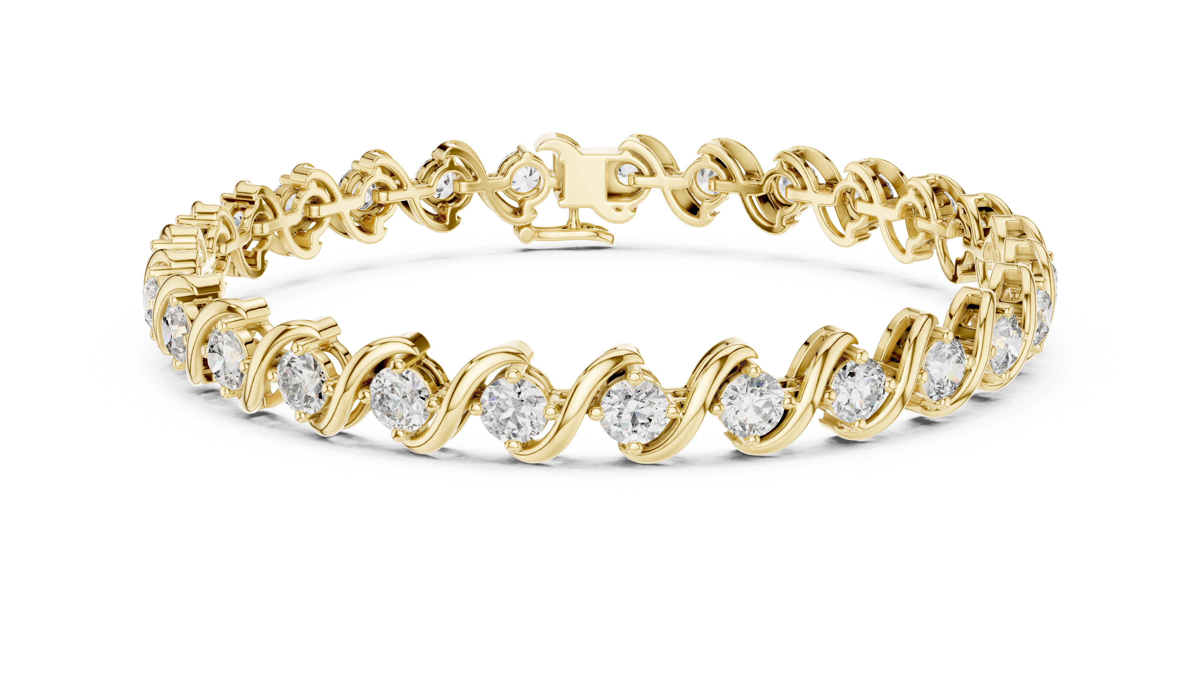 Wave Design Diamond Tennis Bracelet in Rose Gold | Round Cut Diamond Bracelet for Women | Elegant Fine Jewelry