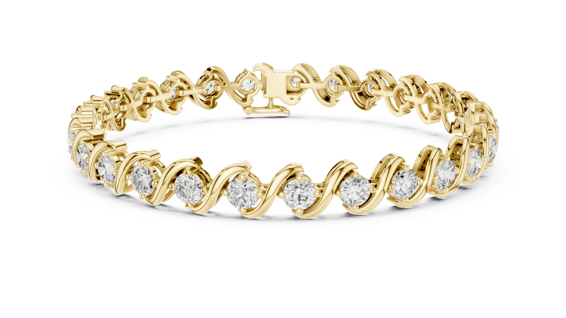 Wave Design Diamond Tennis Bracelet in Rose Gold | Round Cut Diamond Bracelet for Women | Elegant Fine Jewelry