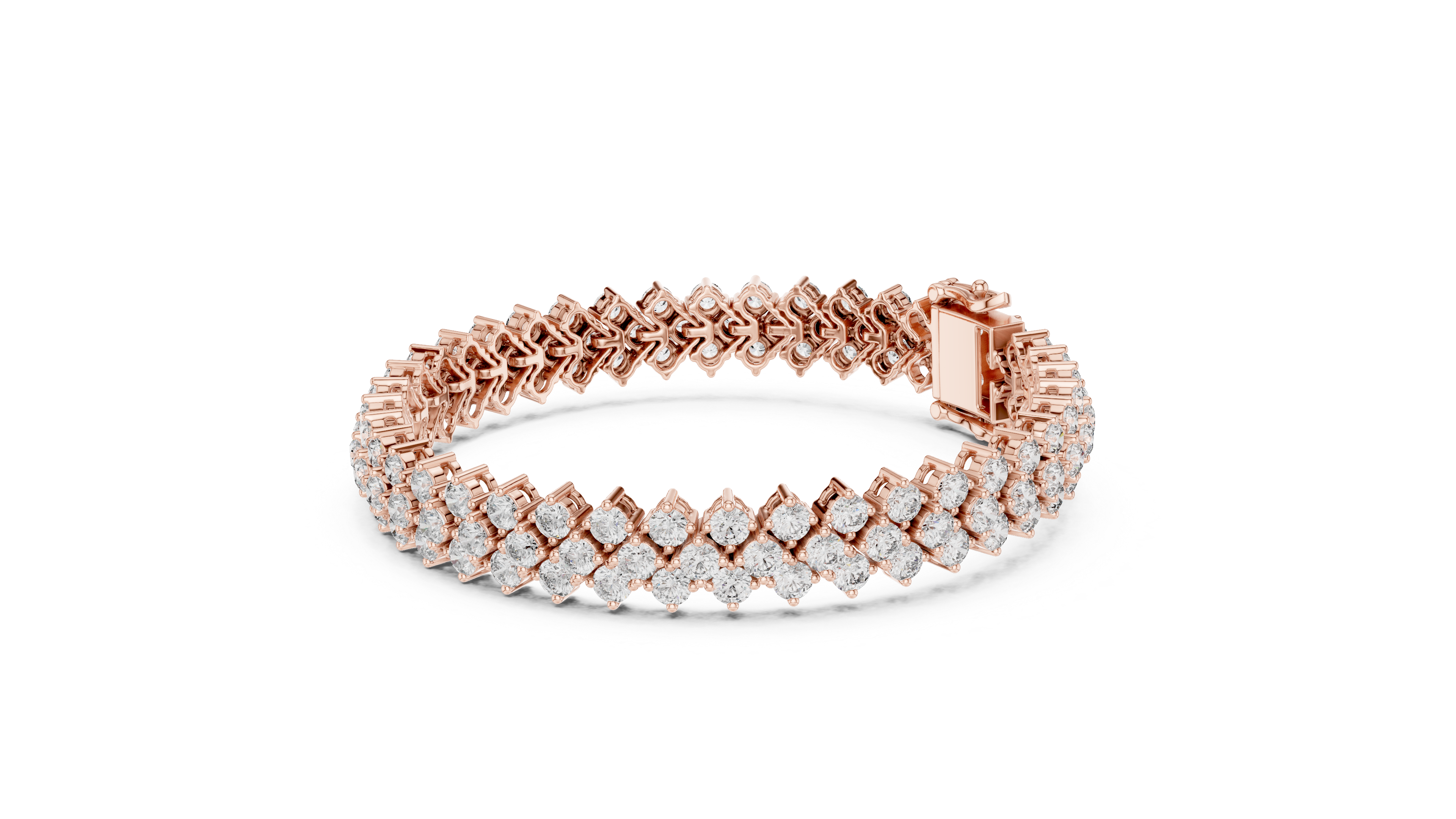 Designer Diamond Bracelet in Rose Gold | Round Cut Tennis Style | Fine Jewelry Gift for Her