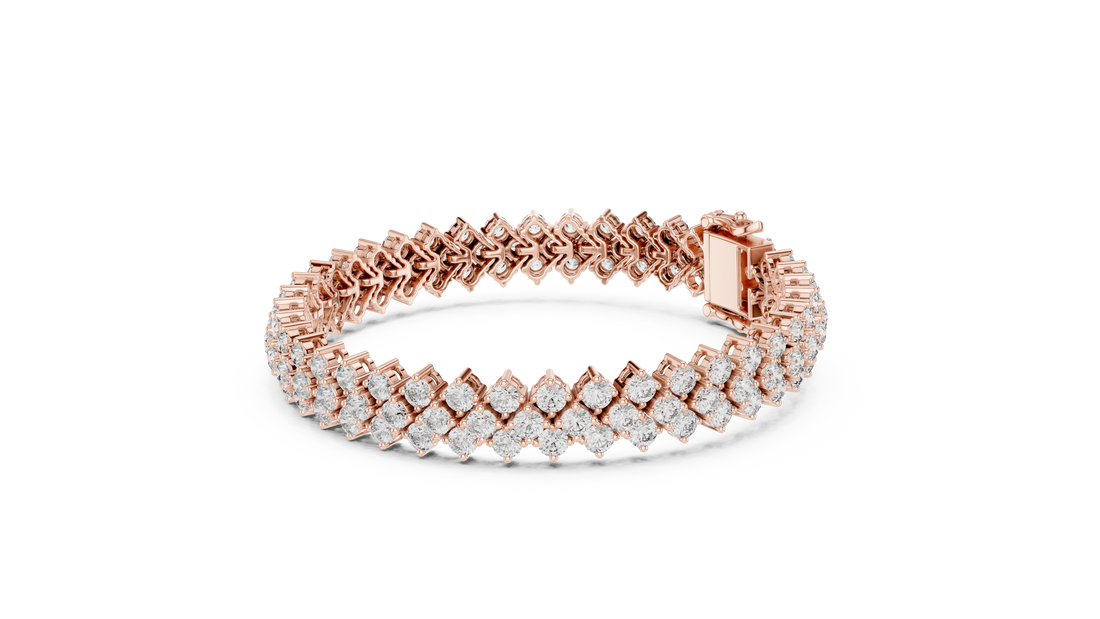Designer Diamond Bracelet in Rose Gold | Round Cut Tennis Style | Fine Jewelry Gift for Her