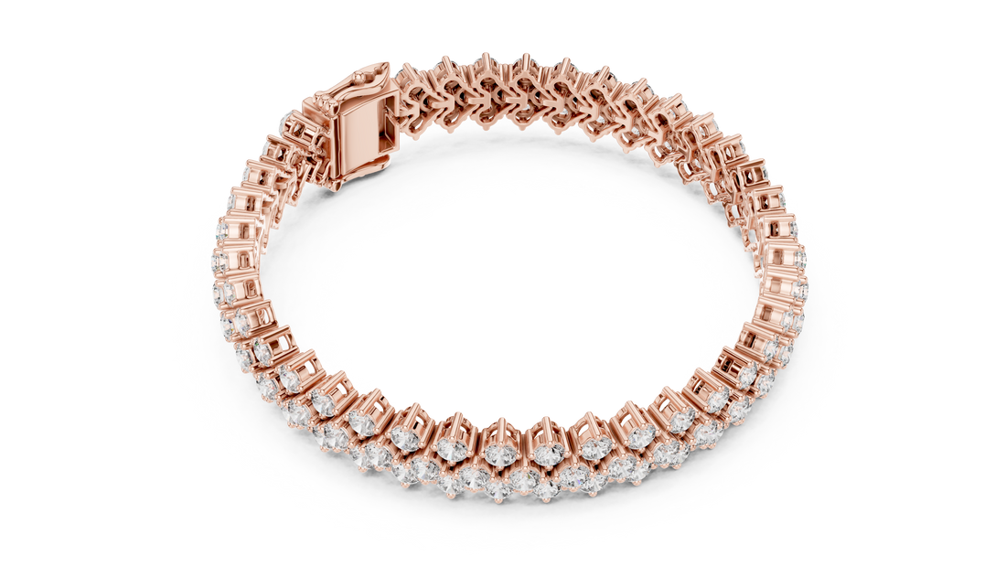 Designer Diamond Bracelet in Rose Gold | Round Cut Tennis Style | Fine Jewelry Gift for Her