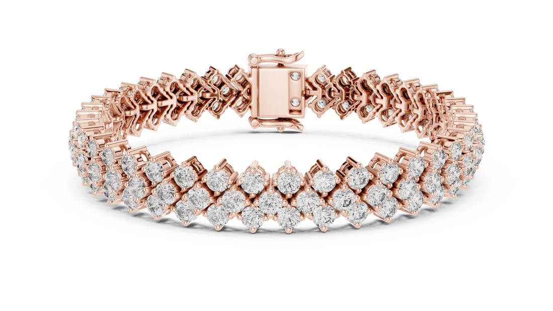 Designer Diamond Bracelet in Rose Gold | Round Cut Tennis Style | Fine Jewelry Gift for Her