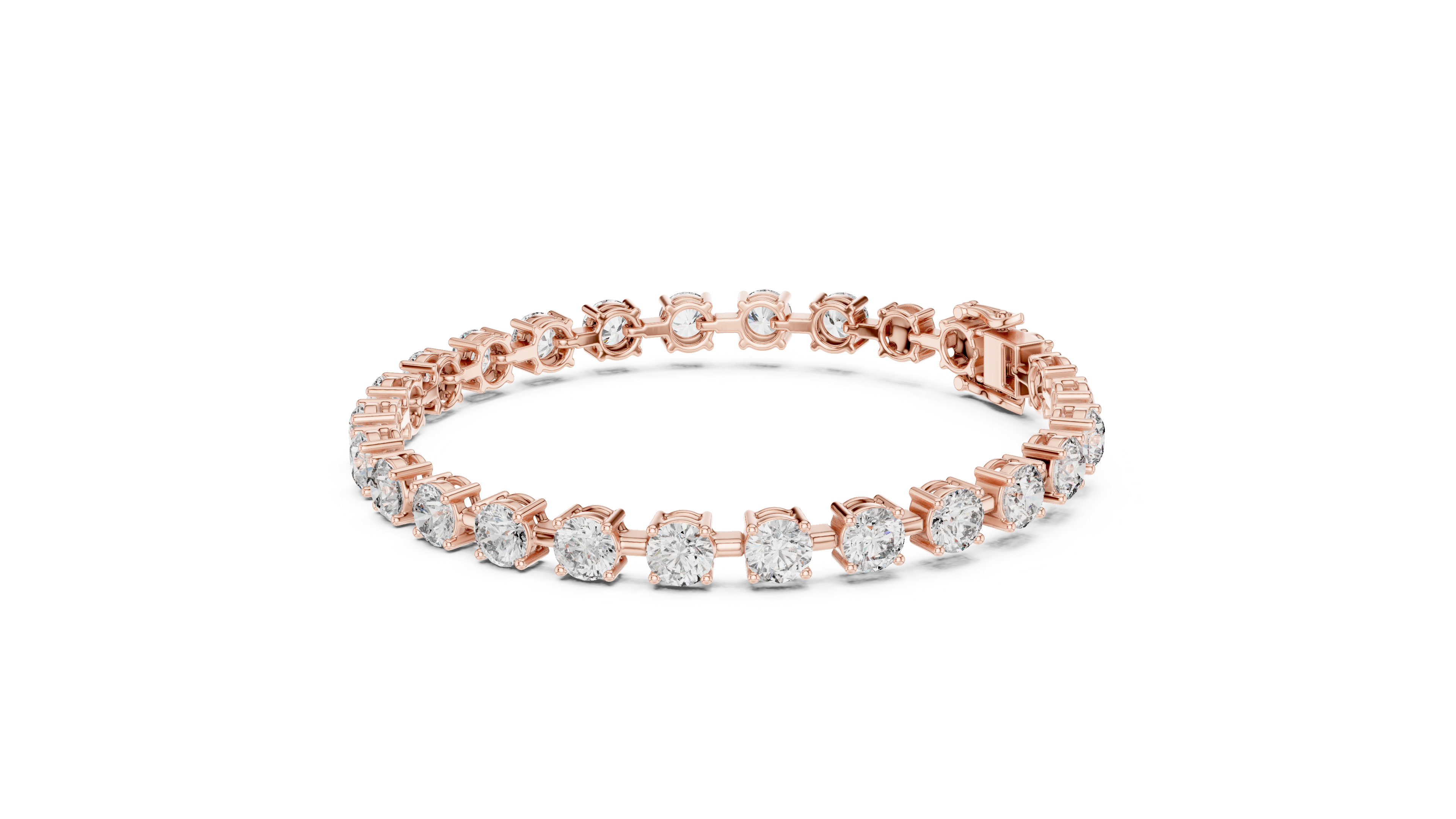 Round Cut Full Eternity Design for Women | Modern Classic Diamond Tennis Bracelet in Rose Gold