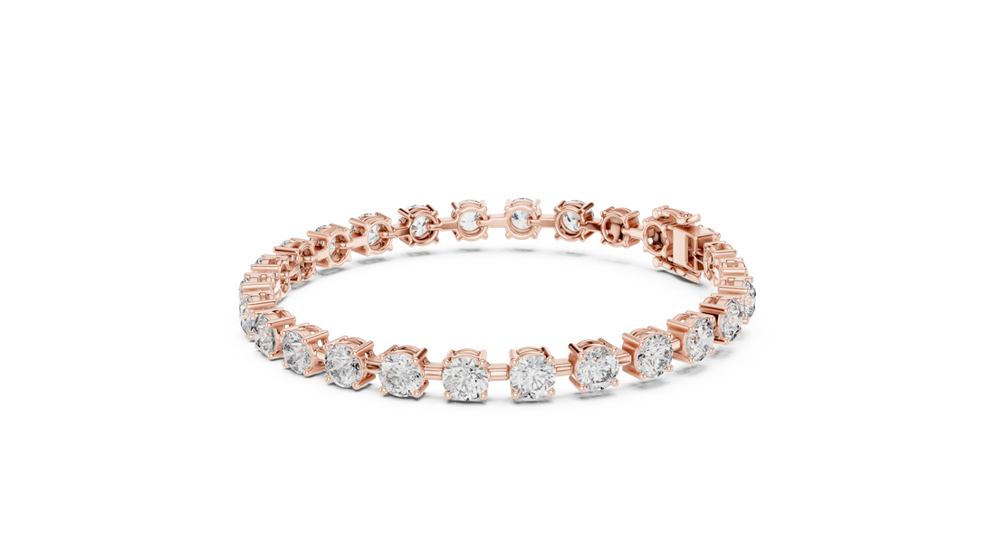 Round Cut Full Eternity Design for Women | Modern Classic Diamond Tennis Bracelet in Rose Gold