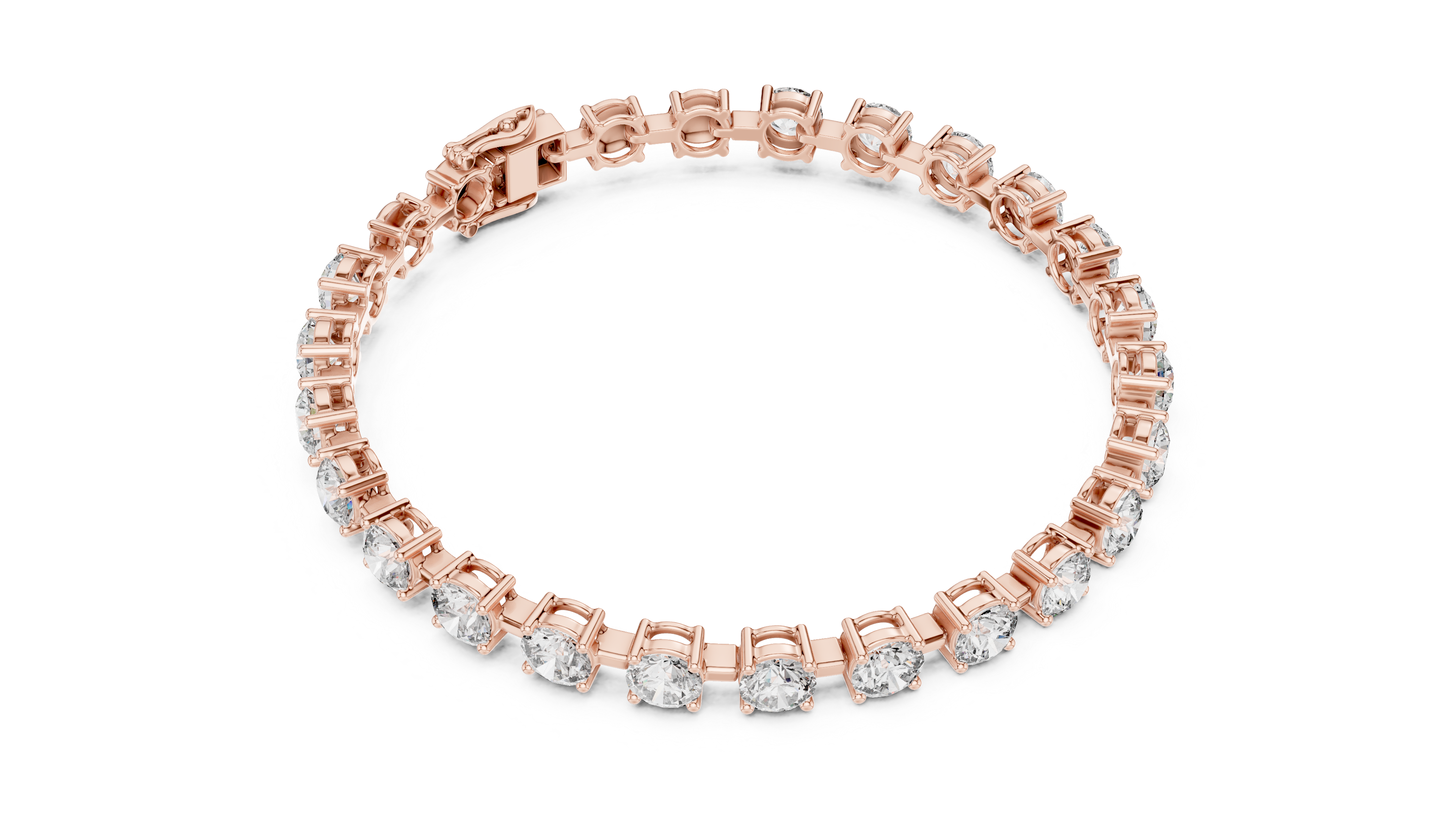 Round Cut Full Eternity Design for Women | Modern Classic Diamond Tennis Bracelet in Rose Gold
