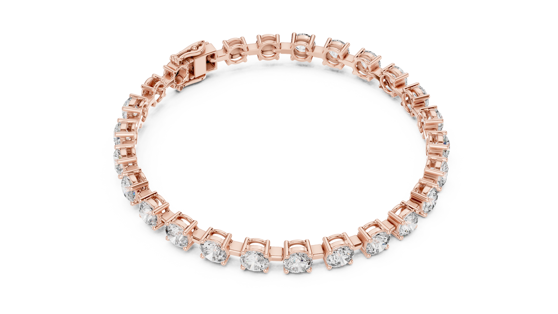 Round Cut Full Eternity Design for Women | Modern Classic Diamond Tennis Bracelet in Rose Gold
