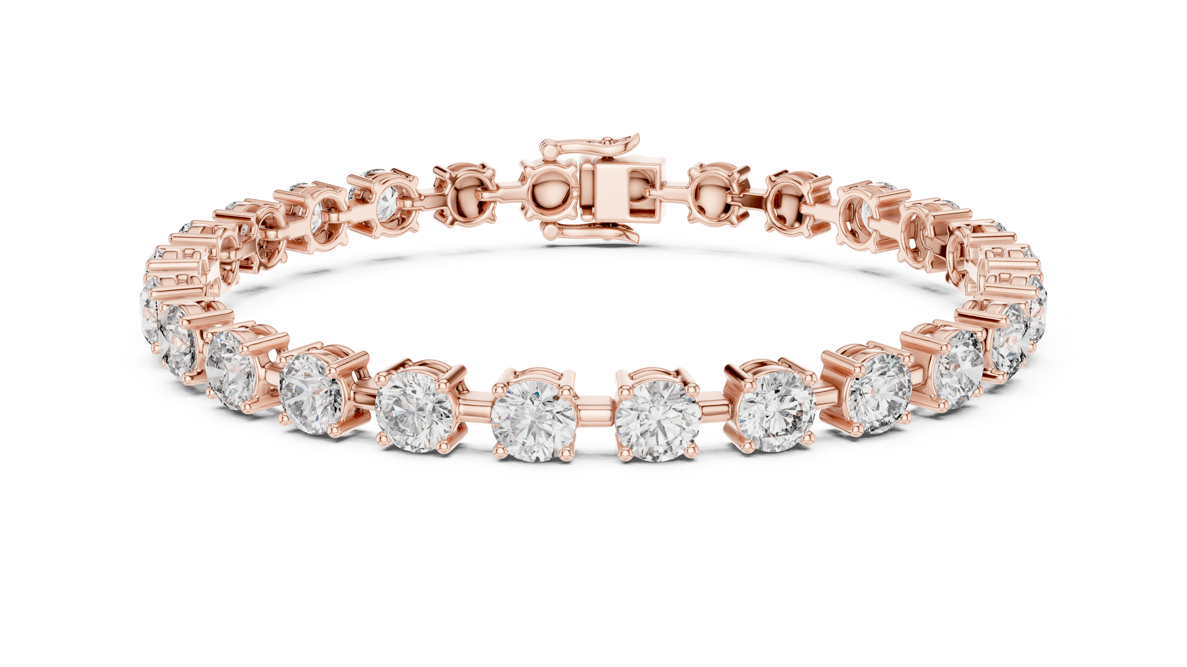 Round Cut Full Eternity Design for Women | Modern Classic Diamond Tennis Bracelet in Rose Gold