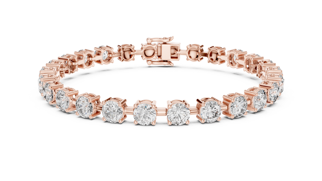 Round Cut Full Eternity Design for Women | Modern Classic Diamond Tennis Bracelet in Rose Gold