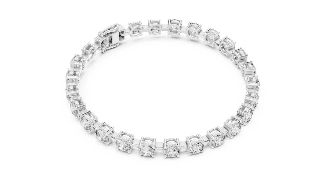 Round Cut Full Eternity Design for Women | Modern Classic Diamond Tennis Bracelet in Rose Gold