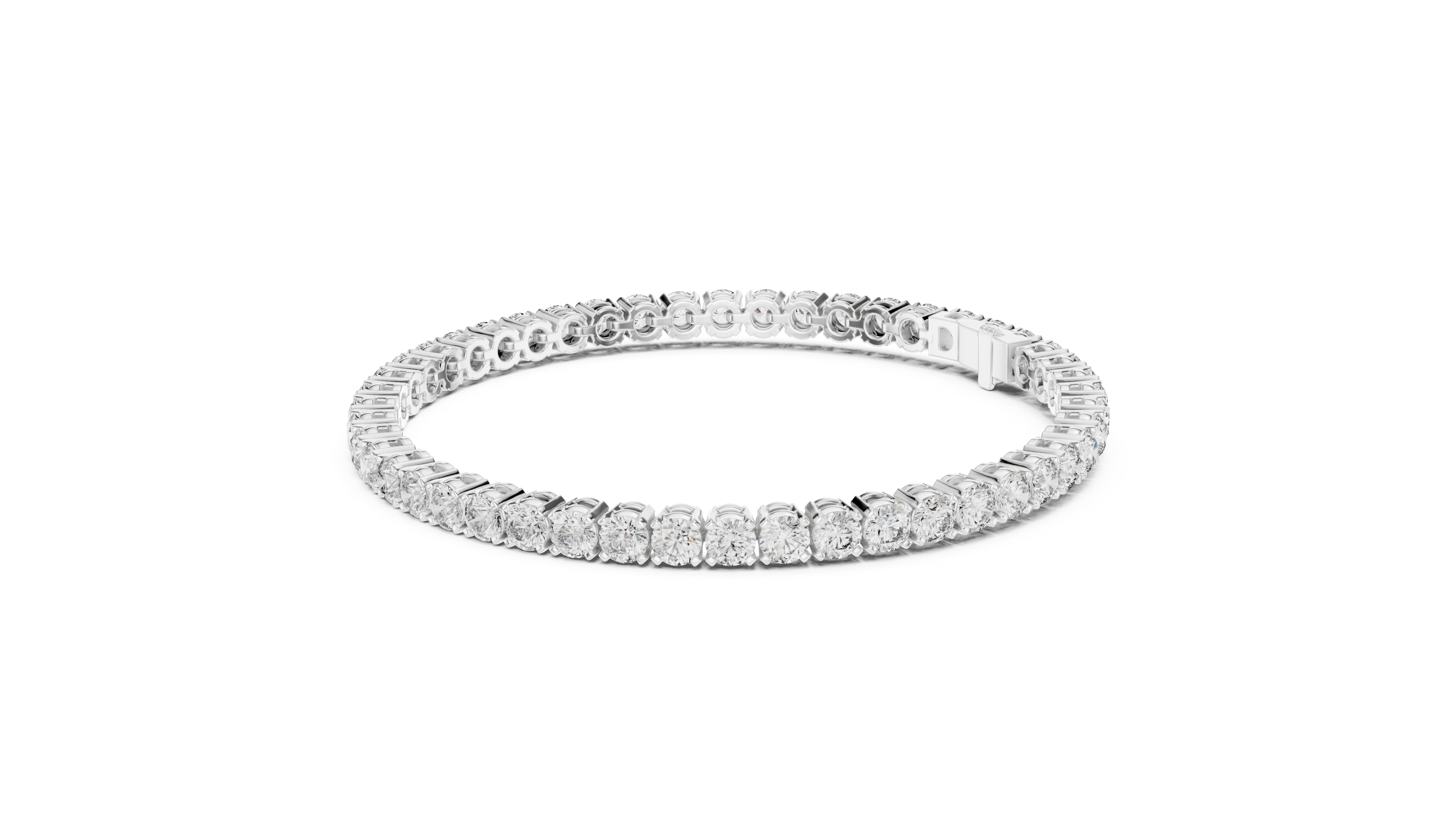 Elegant Full Tennis Bracelet for Women | Luxury Round Cut Diamond Tennis Bracelet in Wh1ite Gold