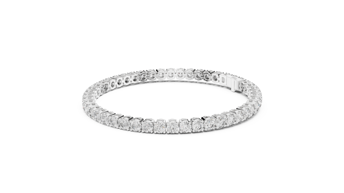 Elegant Full Tennis Bracelet for Women | Luxury Round Cut Diamond Tennis Bracelet in Wh1ite Gold