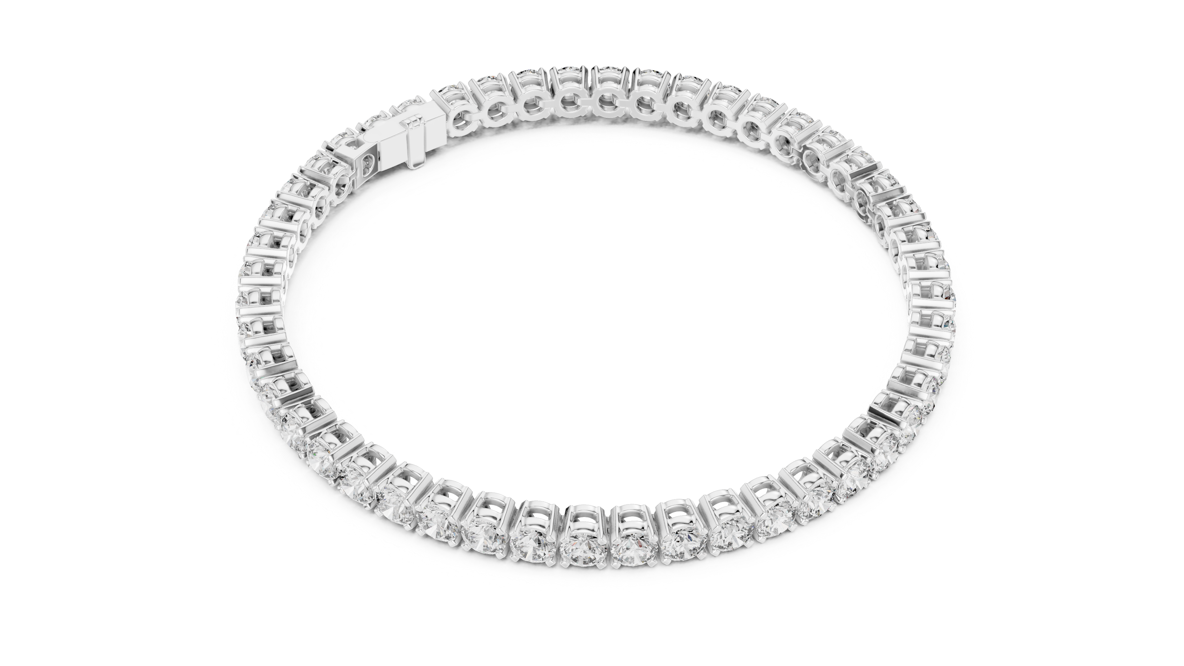 Elegant Full Tennis Bracelet for Women | Luxury Round Cut Diamond Tennis Bracelet in Wh1ite Gold