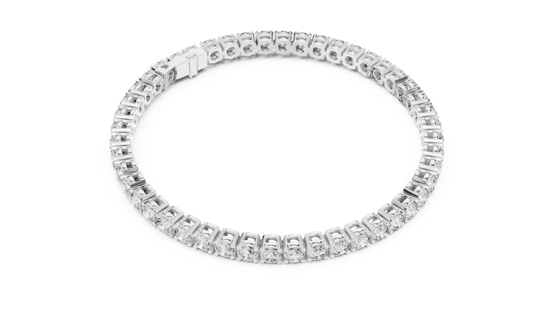 Elegant Full Tennis Bracelet for Women | Luxury Round Cut Diamond Tennis Bracelet in Wh1ite Gold