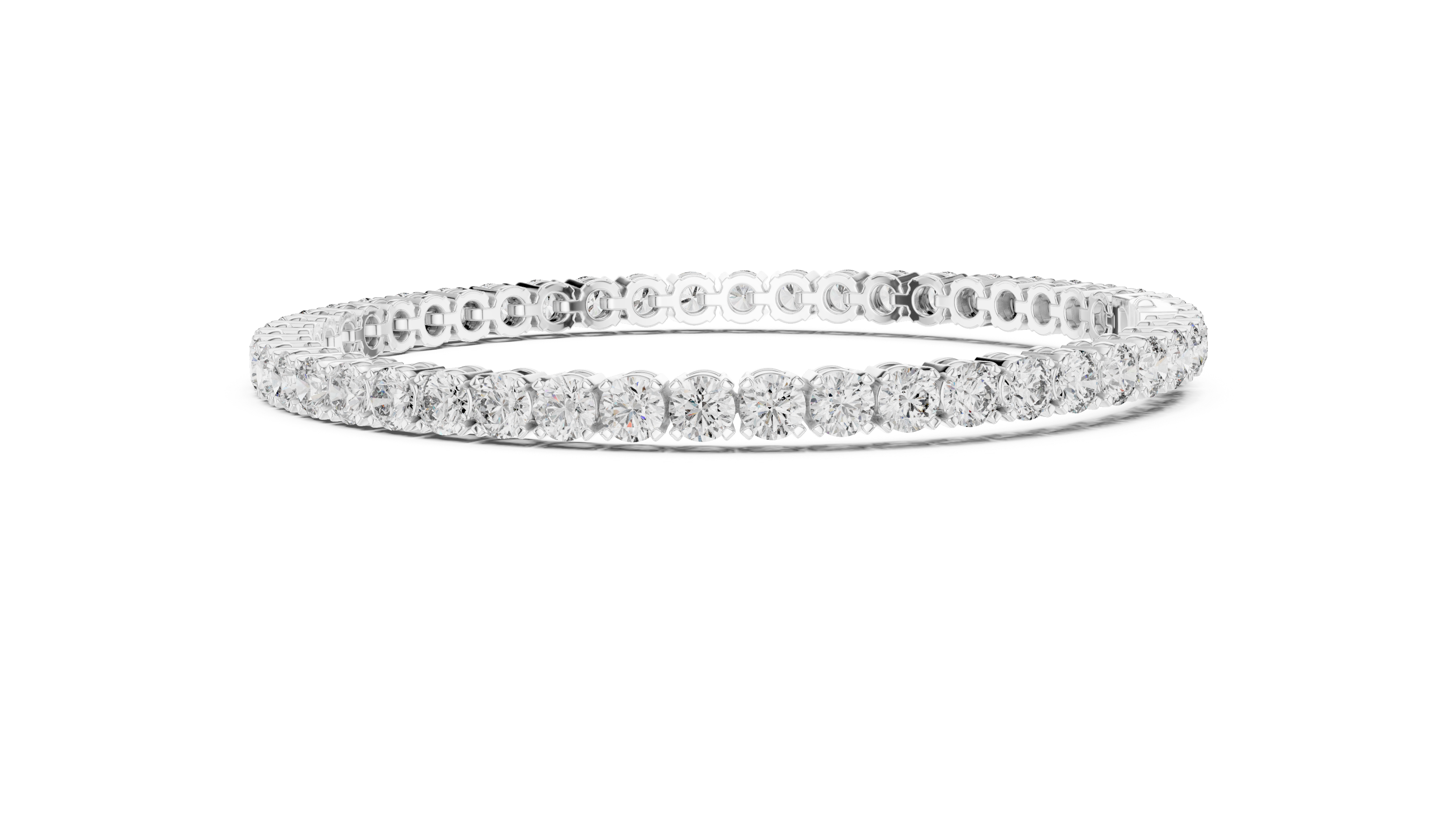 Elegant Full Tennis Bracelet for Women | Luxury Round Cut Diamond Tennis Bracelet in Wh1ite Gold