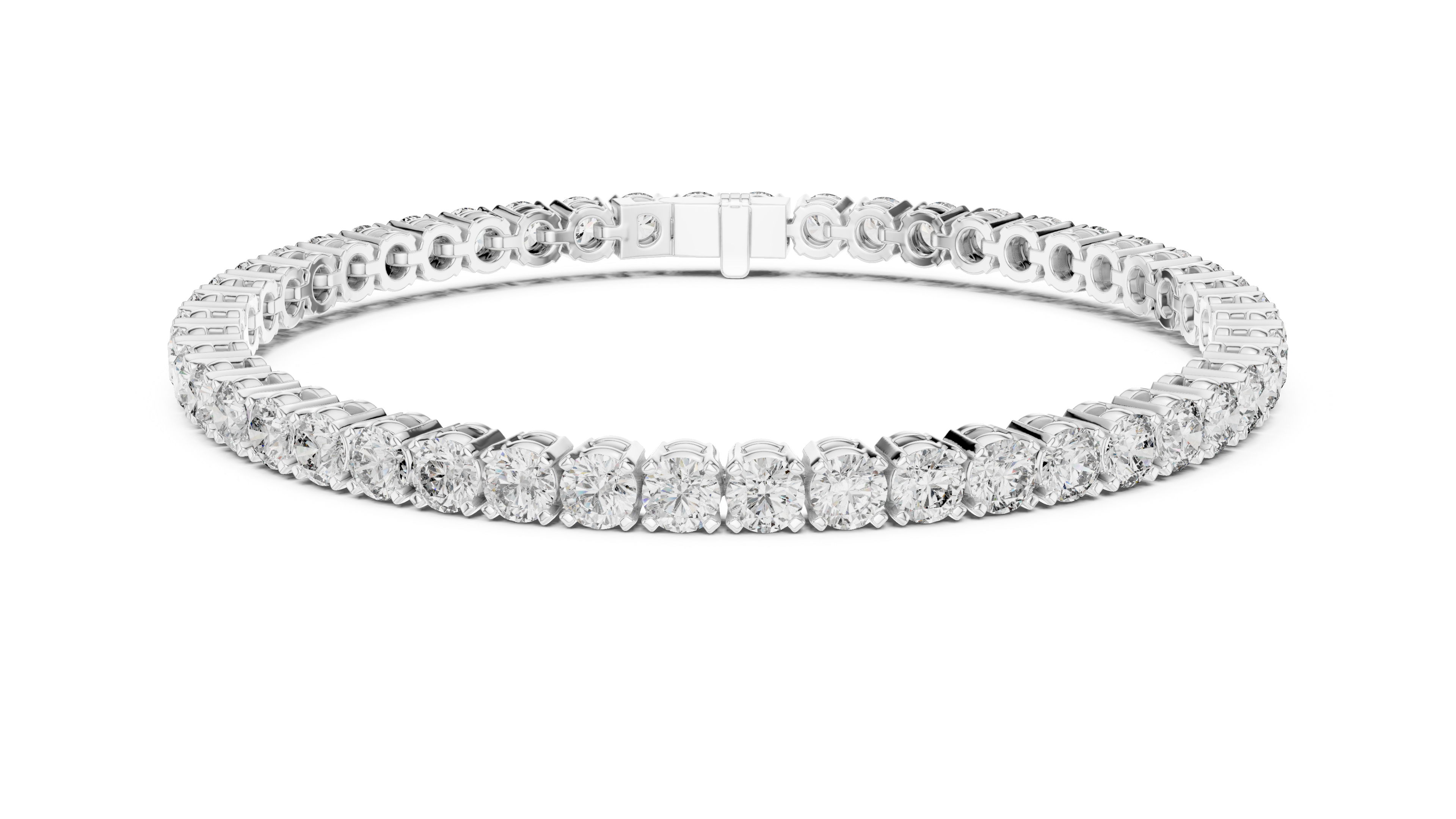 Elegant Full Tennis Bracelet for Women | Luxury Round Cut Diamond Tennis Bracelet in Wh1ite Gold