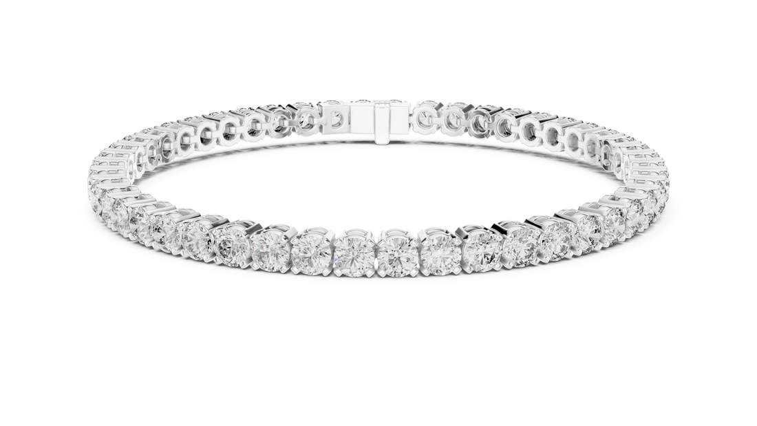 Elegant Full Tennis Bracelet for Women | Luxury Round Cut Diamond Tennis Bracelet in Wh1ite Gold