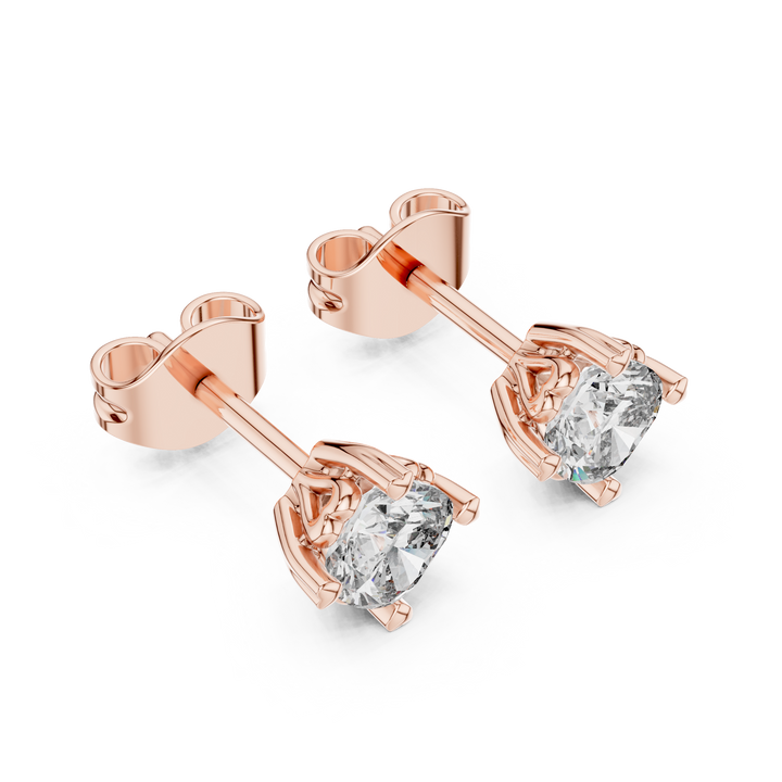 Simple Solitaire Round Diamond Stud Earrings For Daily Wear