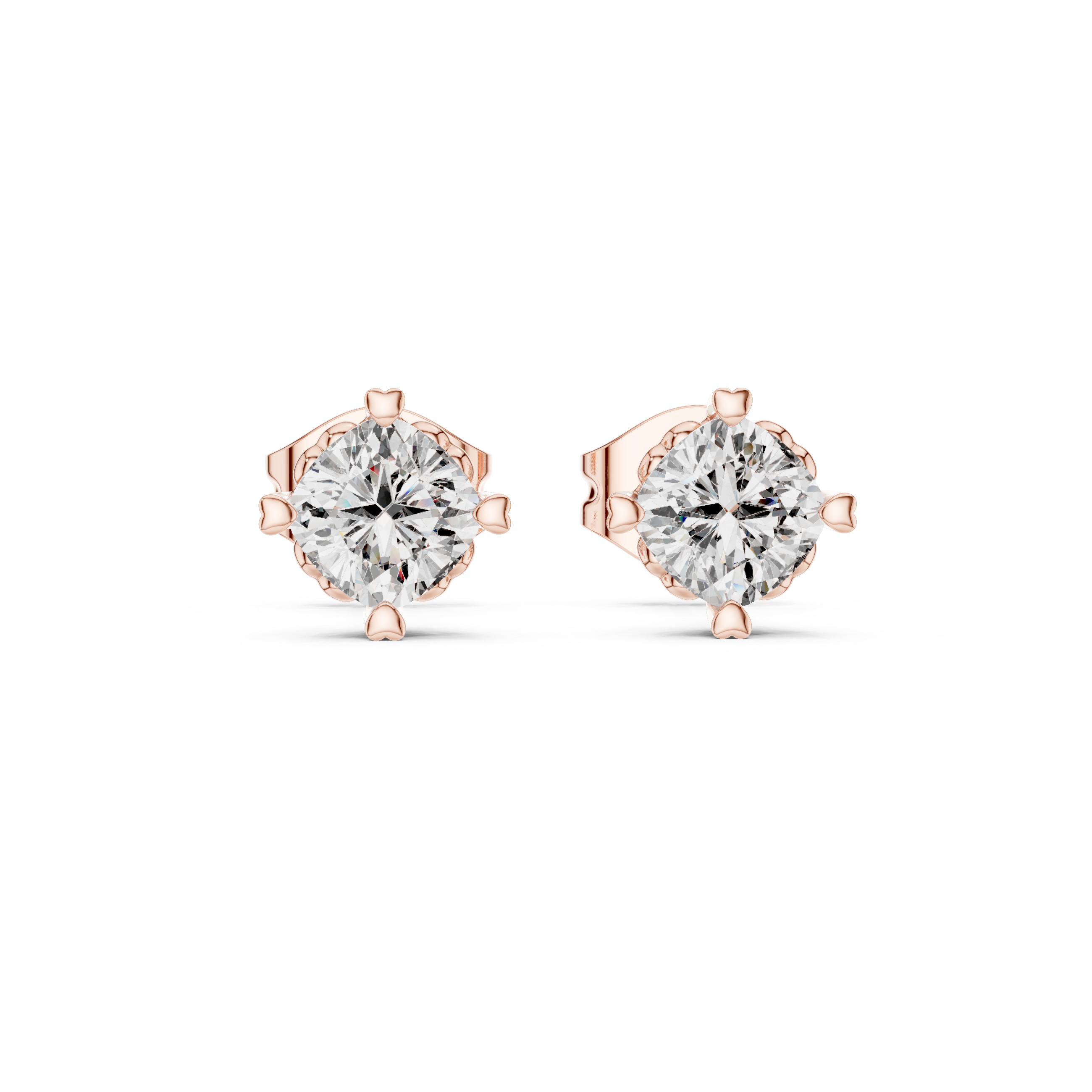 Simple Solitaire Round Diamond Stud Earrings For Daily Wear