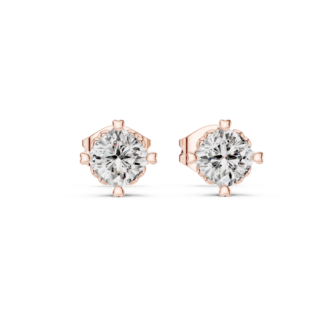 Simple Solitaire Round Diamond Stud Earrings For Daily Wear