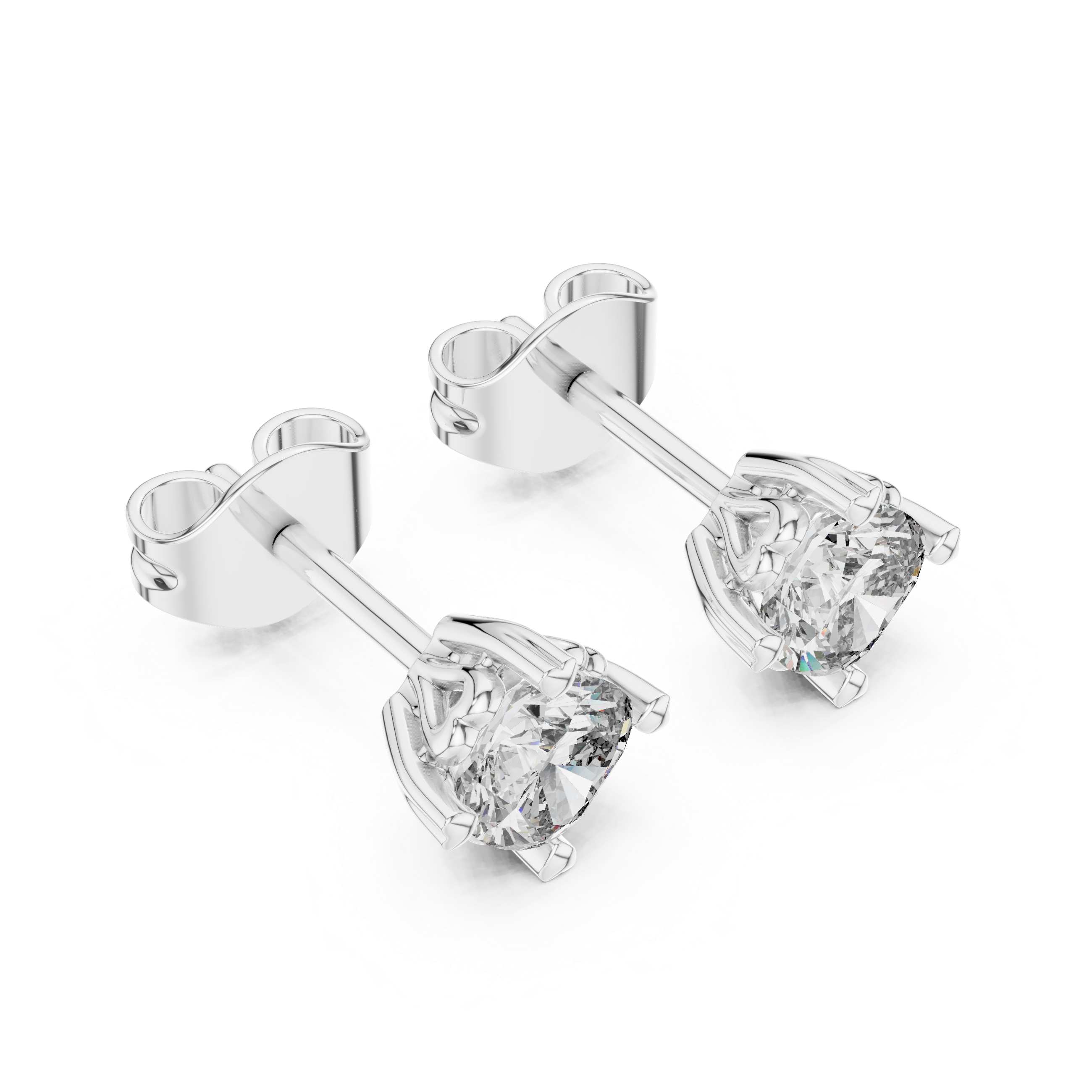 Simple Solitaire Round Diamond Stud Earrings For Daily Wear